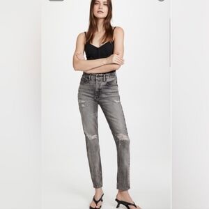 Good American Good Girlfriend High Rise Distressed Jeans in Gray